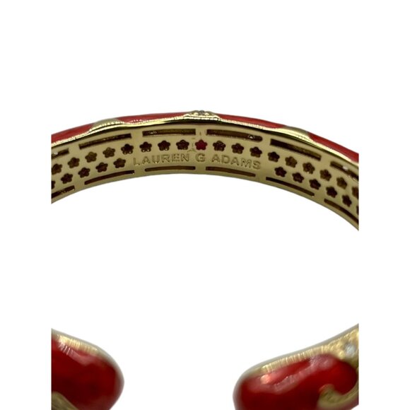 Lauren G Adams Enamel Engagement Cuff Bracelet Quick Release Clasp Gold Plated - Picture 6 of 8